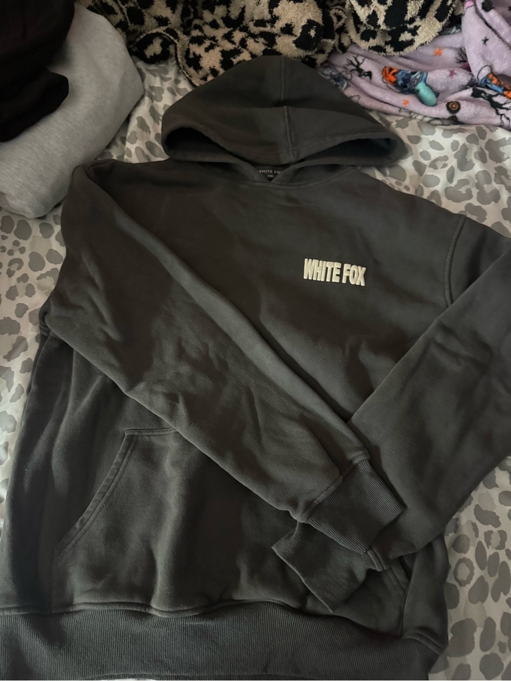 White Fox charcoal Hoodie Sweatshirt